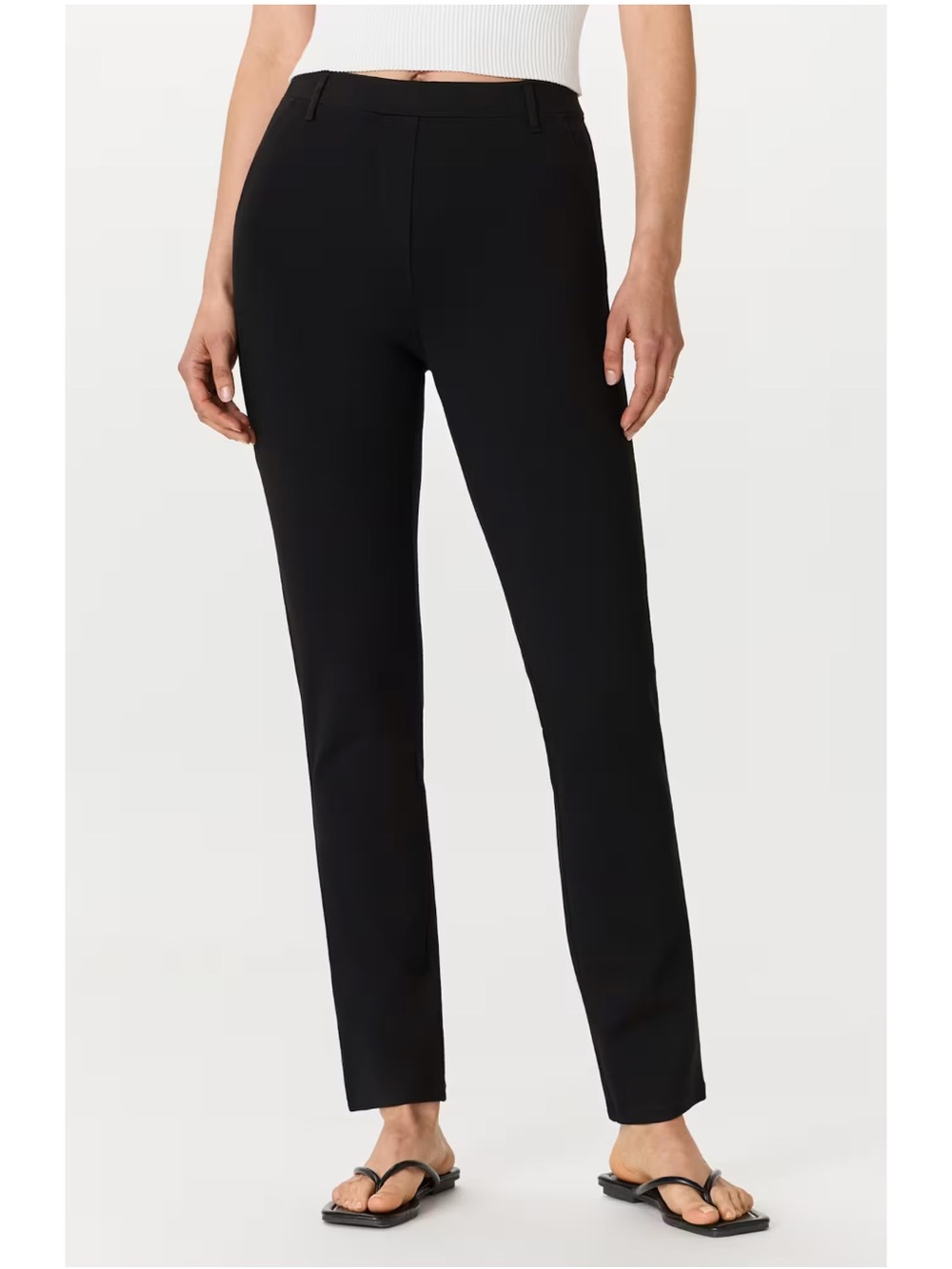 Quince Ultra-Stretch Ponte Straight Leg Pants in Black Size Medium Extra Short